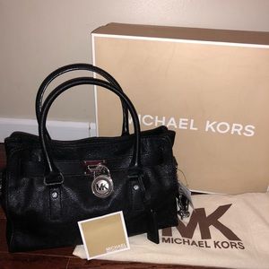 Michael Kors Hamilton black leather satchel
